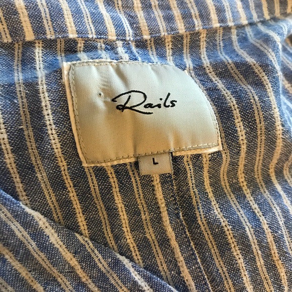 Rails Sloane Azure Stripe Button Down Tie Front Light Blue White Large - Picture 13 of 16